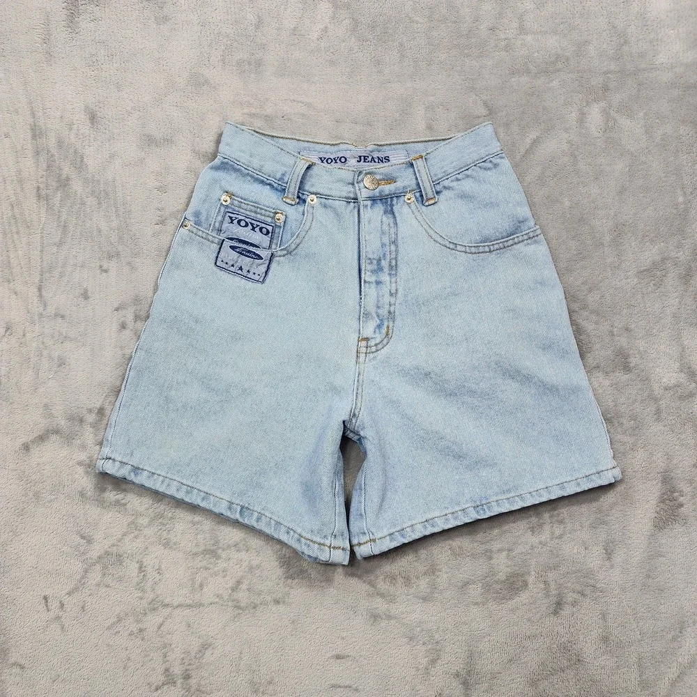 Vintage YOYO JEANS Shorts Womens 1 Juniors Blue Denim High Rise Mom Baggy Casual